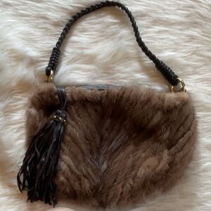 Paolo Brown Mocha Mink Fur Shoulder Bag